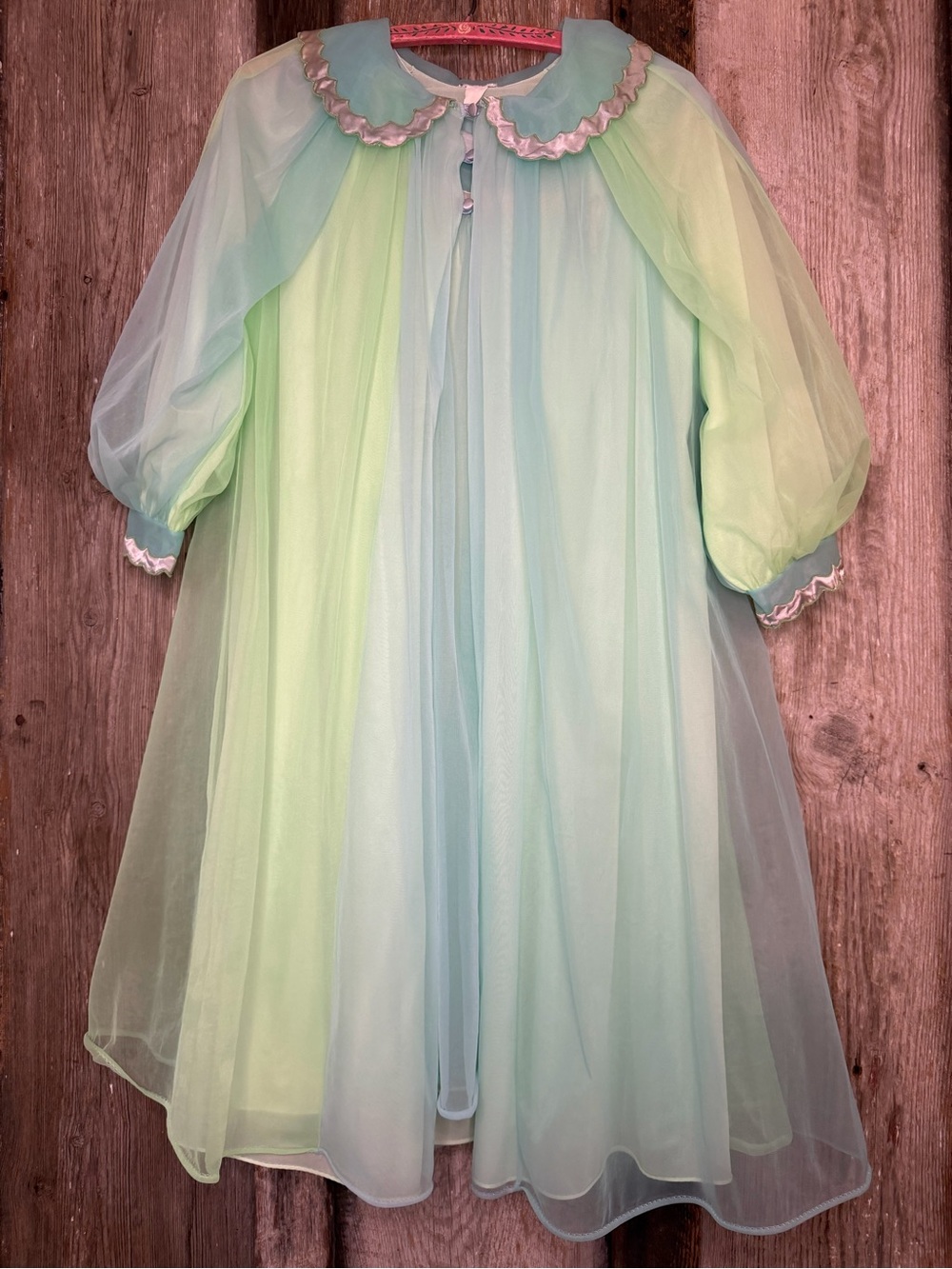 VTG 50/60s Saks Fifth Avenue Peignoir Pajama Set Pastel  Nylon Chiffon: Small - Picture 5 of 14